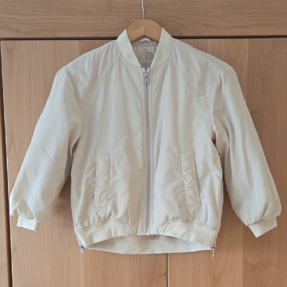 Zara Cream Kids Bomber Jacket - Pockets Zip Front, GUC, Size 7/8